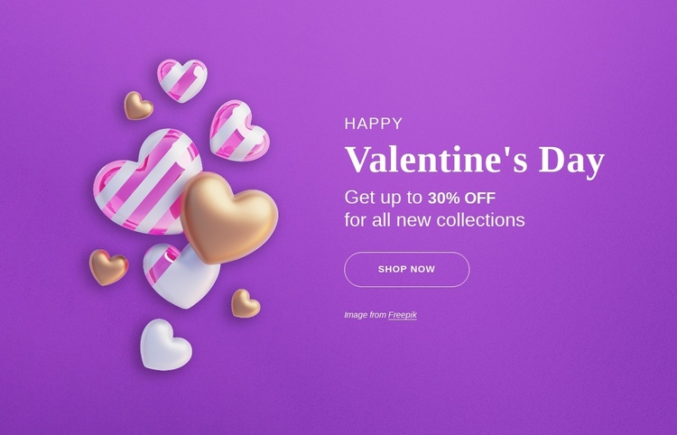 Get up to 30% off for all new collections One Page Template