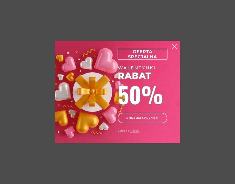 Okienko z kodem kuponu Szablon