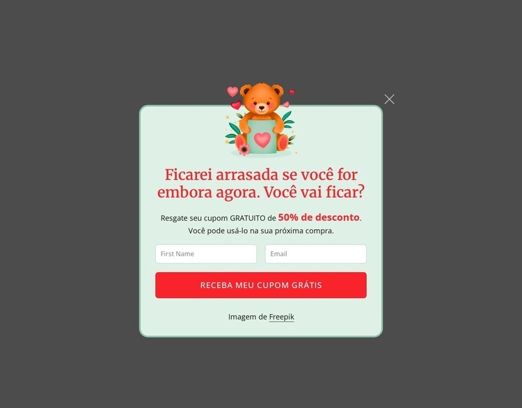 Pop-up de assinatura Design do site