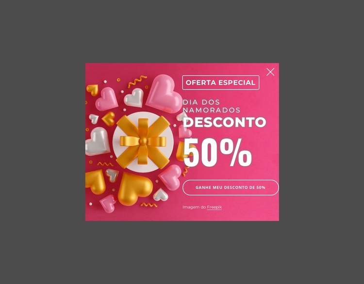 Pop-up de código de cupom Modelo de site