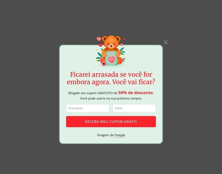 Pop-up de assinatura Landing Page