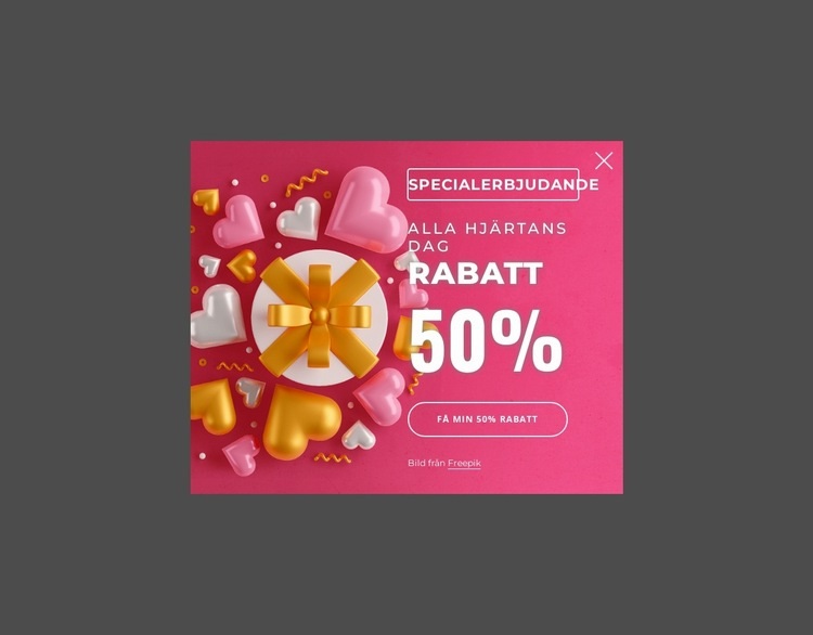 Popup-kod för kuponger Mall