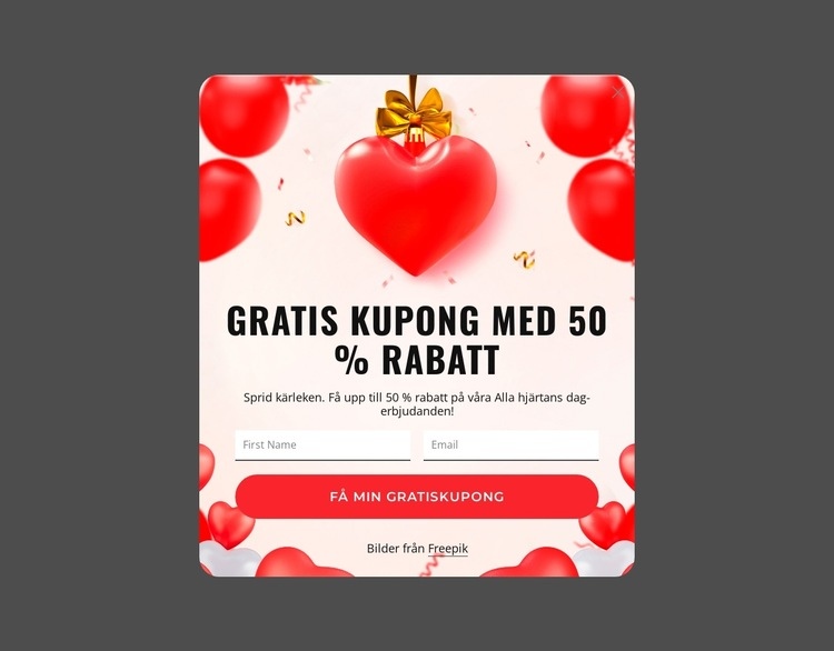 Gratis kupong med 50 % rabatt Webbplats mall