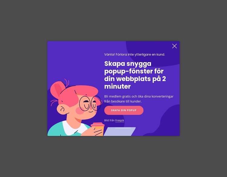 Kreativ popup Webbplats mall