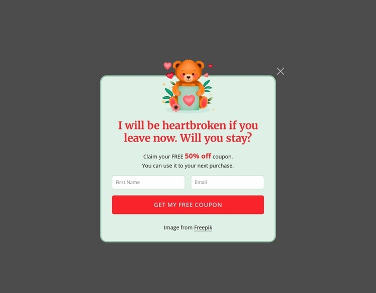 Subscription popup Web Page Design