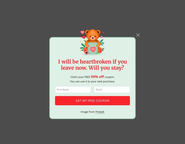 Subscription popup Website Design