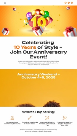 10 Years Of Style Landing Page