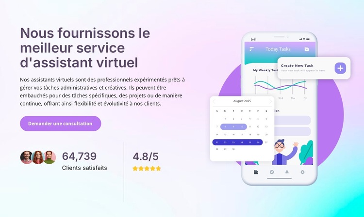 service d'assistant virtuel Modèle de site Web