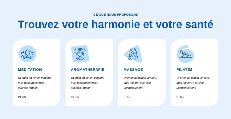 Trouvez votre harmonie et votre santé Modèle de site Web