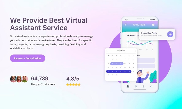 Virtual assistant service HTML Template