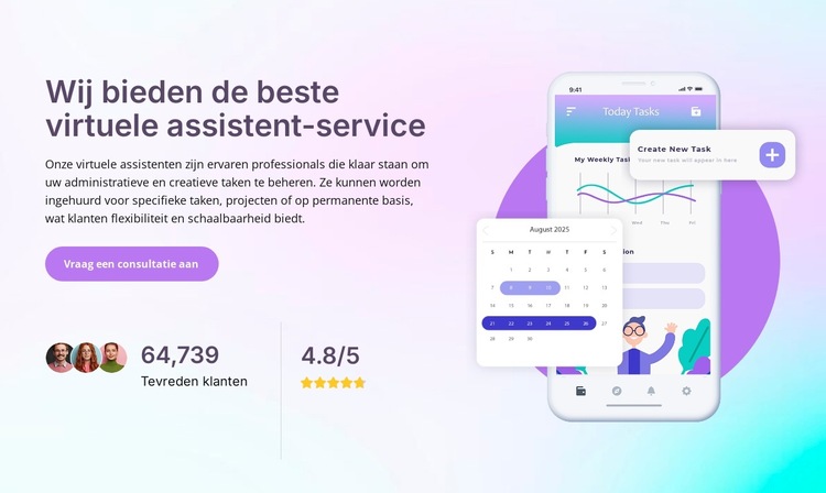 Virtuele assistent-service Website sjabloon