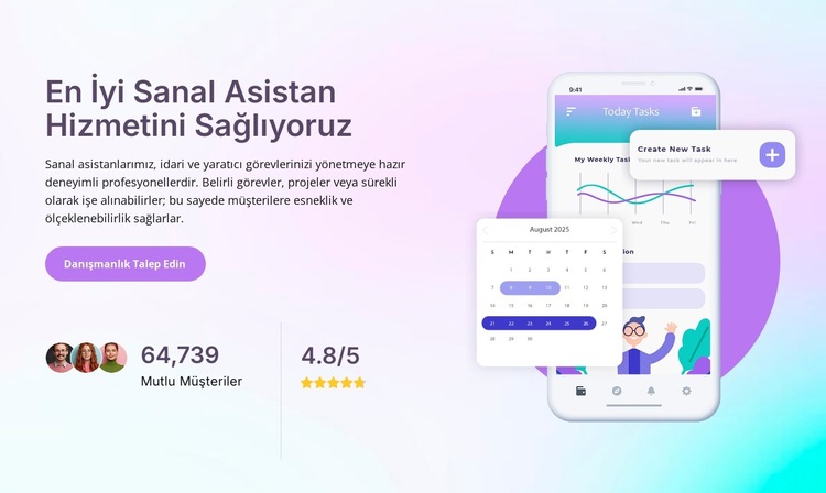 Sanal asistan hizmeti Web Sitesi Şablonu