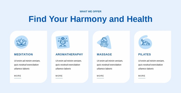 Find your harmony and health Landing Page