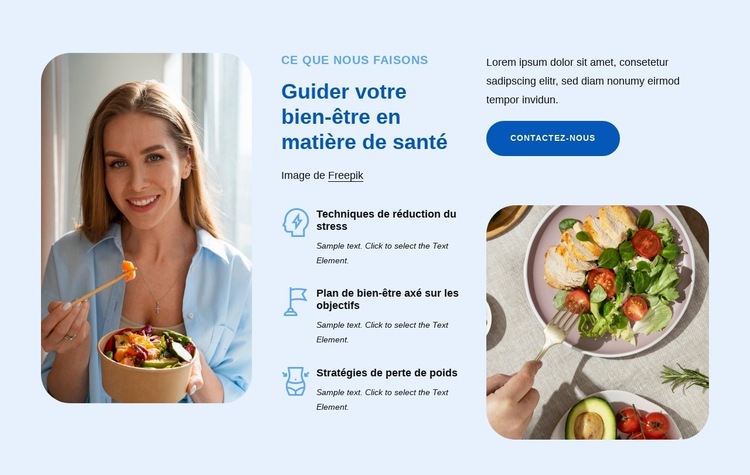 Guider votre bien-être en matière de santé Modèle de site Web