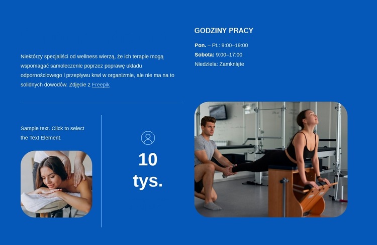 Informacje o studiu Pilates Szablon witryny sieci Web