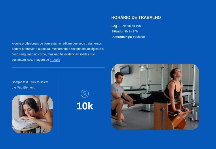 Informações sobre o estúdio de Pilates Template CSS