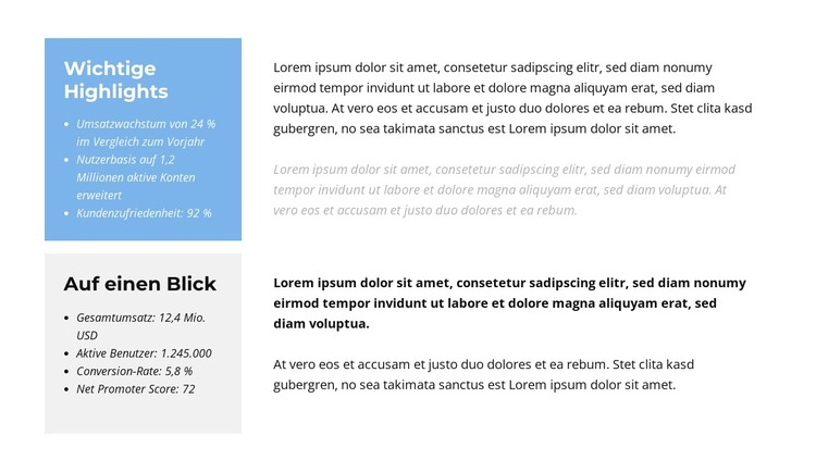 Regionale Leistung HTML-Vorlage
