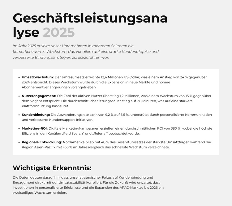 Marketing-ROI Website-Vorlage