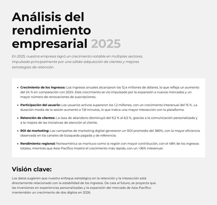 ROI de marketing Plantilla de sitio web