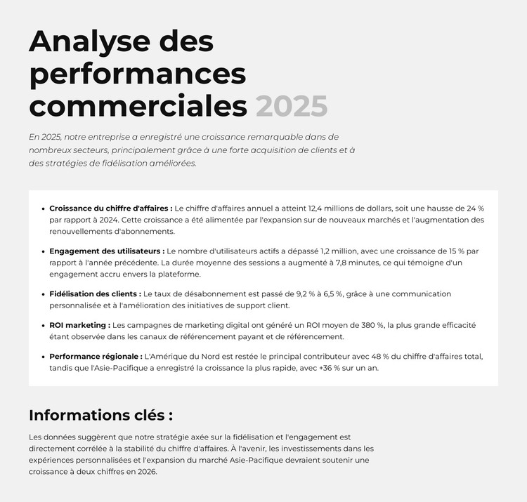 Retour sur investissement marketing Modèle HTML
