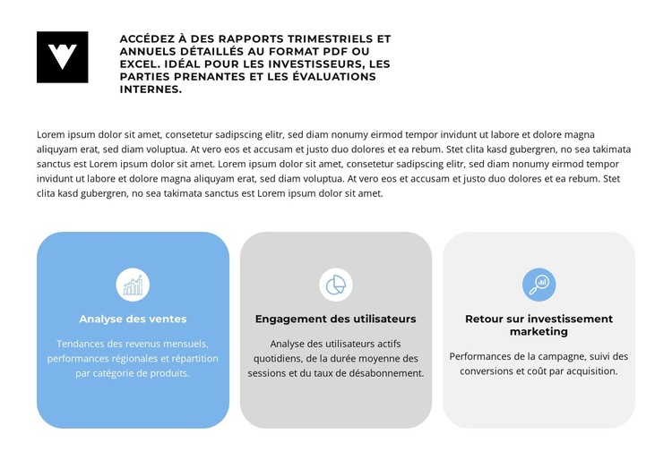 Informations clés Modèle de site Web