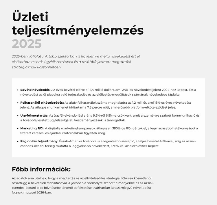 Marketing ROI Weboldal sablon