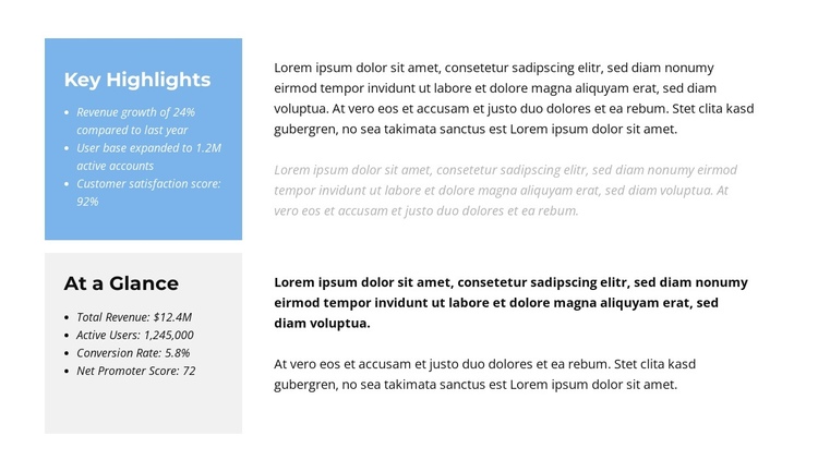 Regional Performance One Page Template