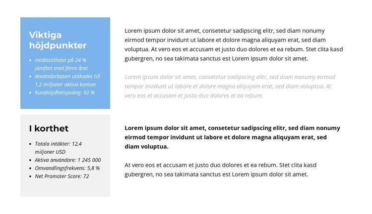 Regional prestanda HTML-mall