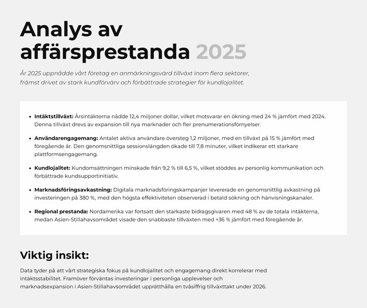 Marknadsföringsavkastning HTML-mall