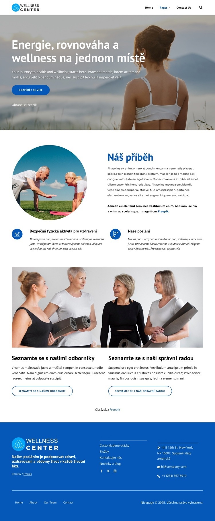 Fitness a pilates wellness centrum Šablona webové stránky