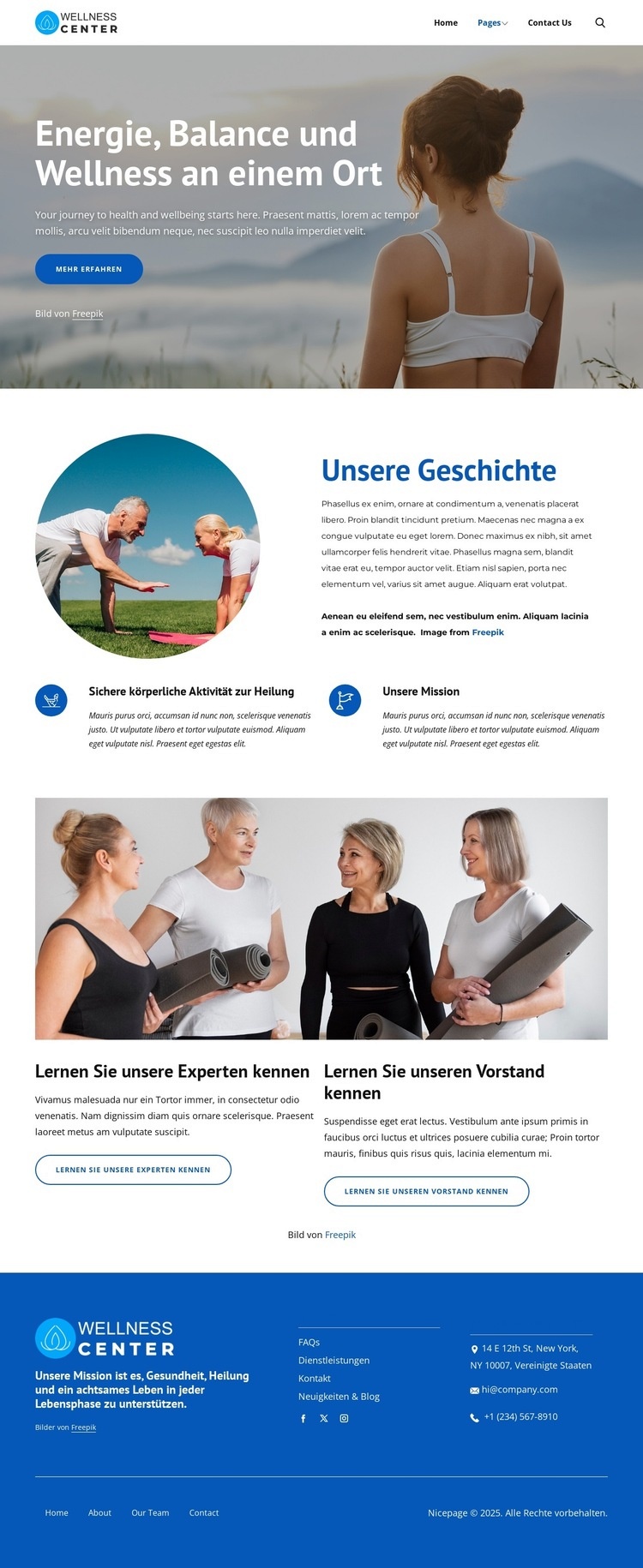Fitness- und Pilates-Wellnesscenter Website design