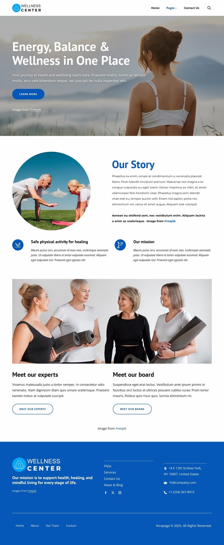 Fitness and pilates wellness center Website Mockup
