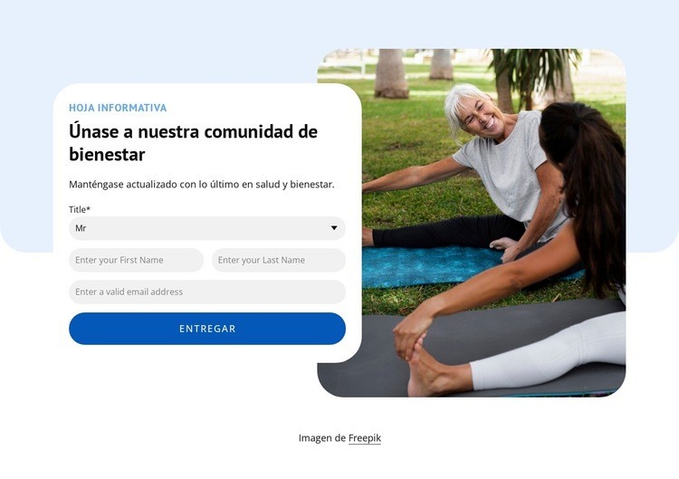 Únase a la comunidad de bienestar Maqueta de sitio web
