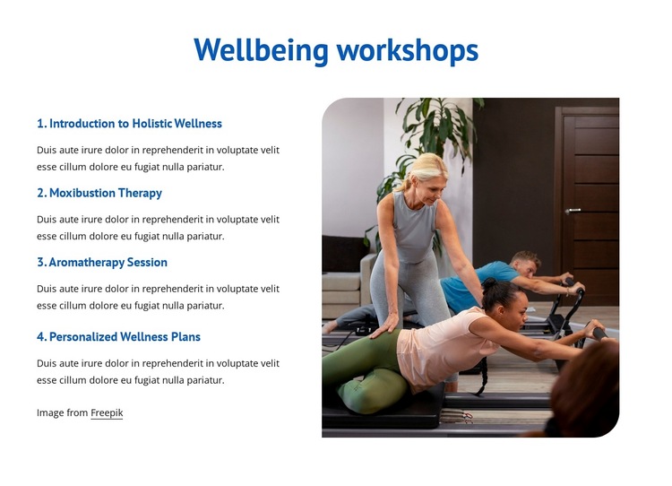 Wellbeing workshops HTML5 Template