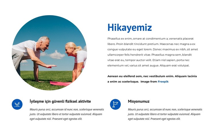 Sağlıklı yaşam merkezi hikayesi HTML Şablonu
