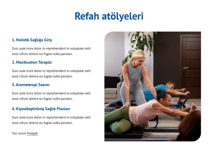 Refah atölyeleri Bir Sayfa Şablonu