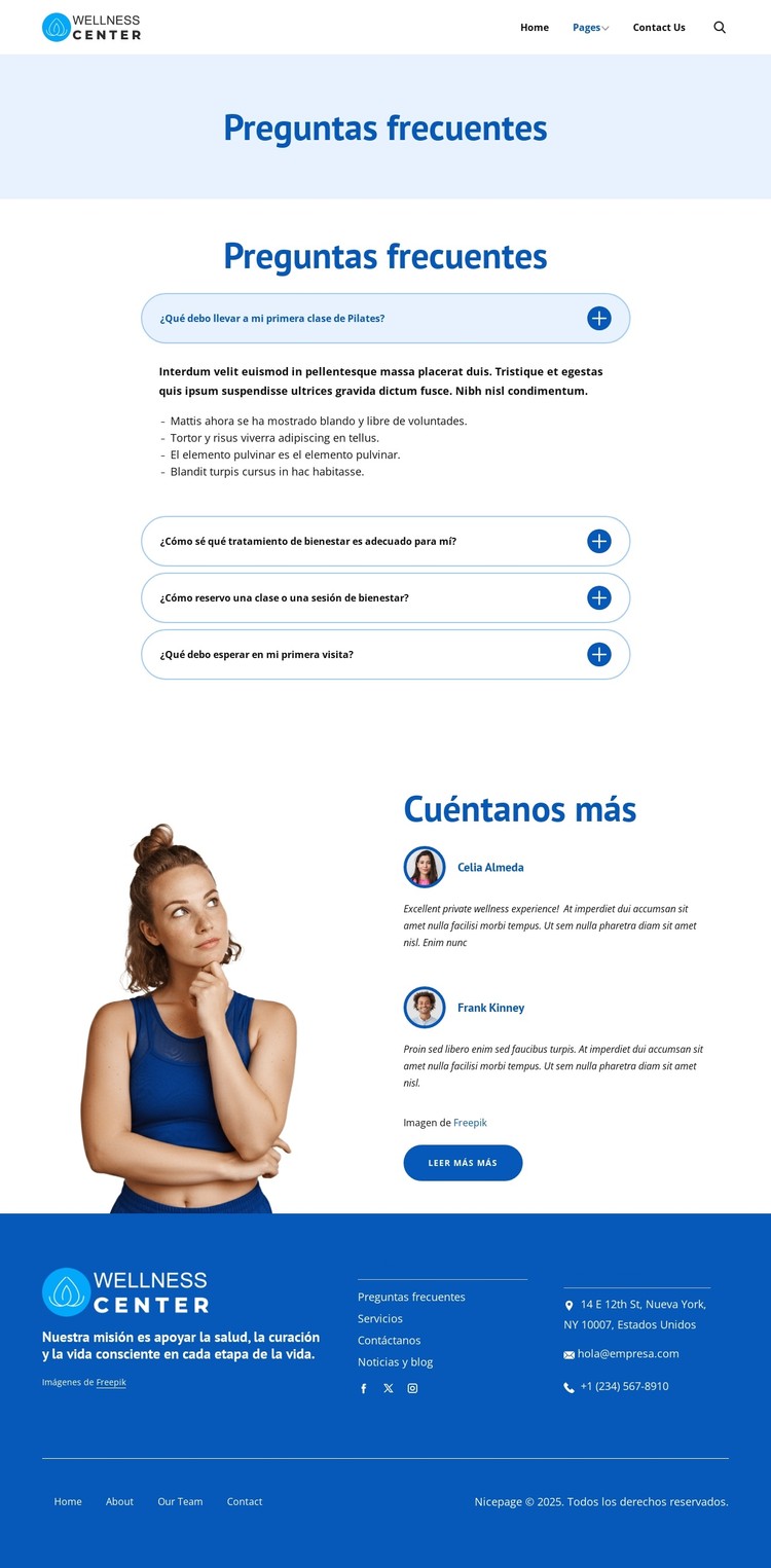 Ayuda y respuestas del centro de bienestar Plantilla CSS