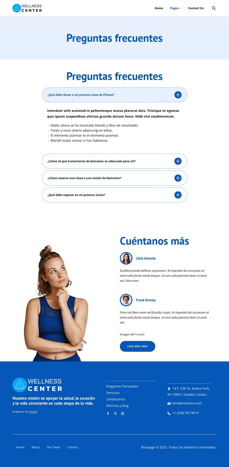 Ayuda y respuestas del centro de bienestar Tema de WordPress
