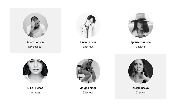 Six personnes de l'équipe Modèle de site Web