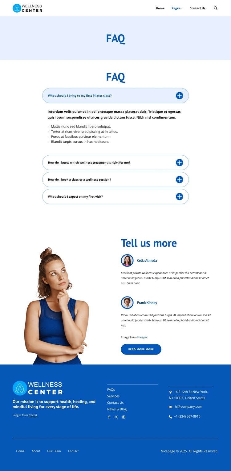 Wellness center help and answers Template