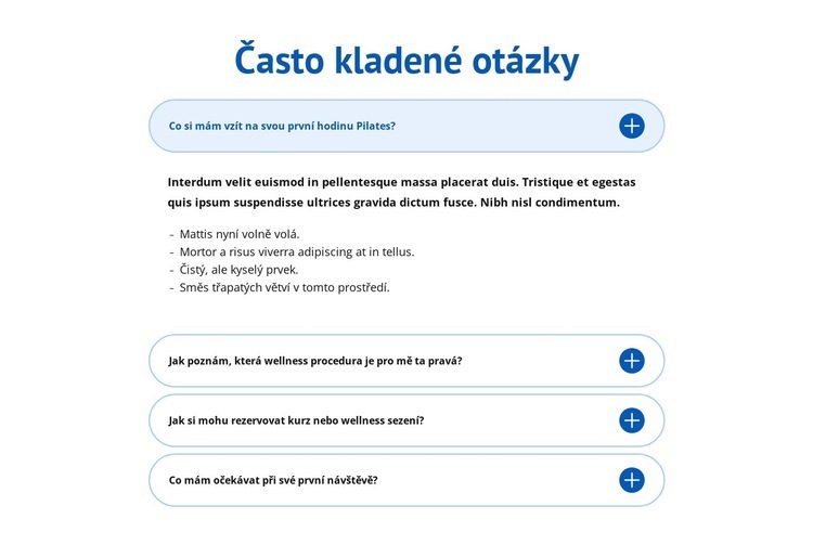 Často kladené otázky k wellness centru Šablona