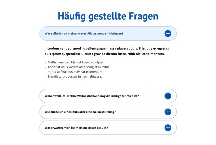 FAQ zum Wellnesscenter Website design