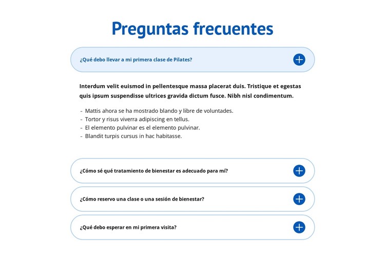 Preguntas frecuentes sobre el centro de bienestar Plantilla HTML
