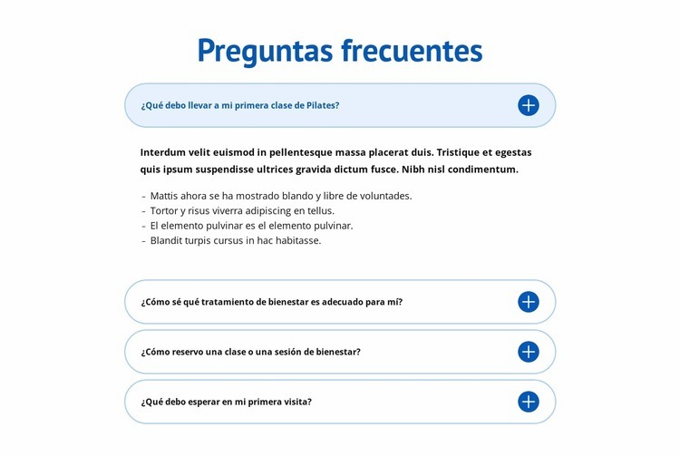 Preguntas frecuentes sobre el centro de bienestar Plantilla HTML5