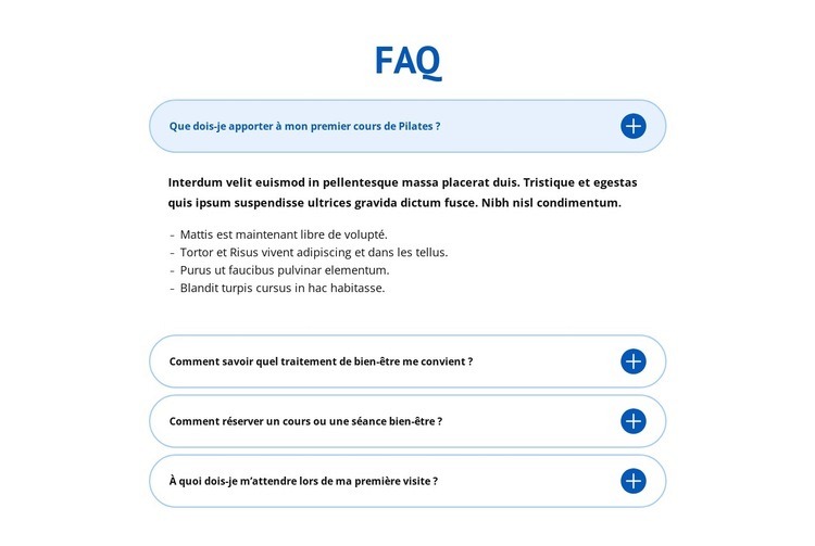FAQ sur le centre de bien-être Modèle