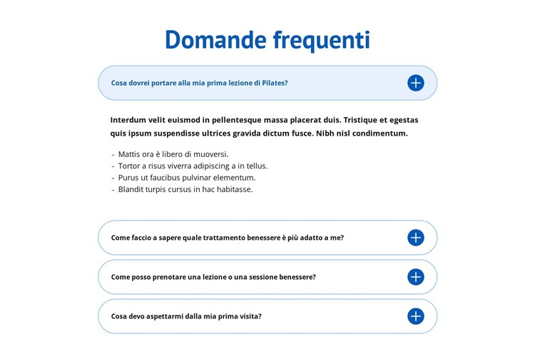 FAQ sul centro benessere Modello HTML