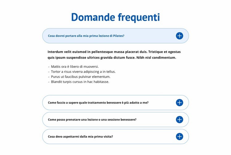 FAQ sul centro benessere Modello HTML5