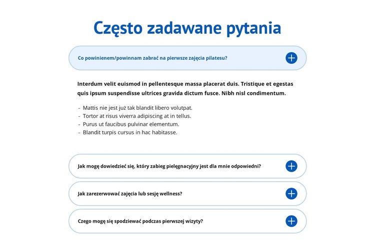 FAQ dotyczące centrum odnowy biologicznej Szablon CSS