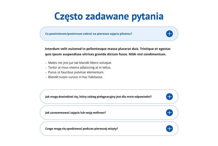 FAQ dotyczące centrum odnowy biologicznej Szablon witryny sieci Web