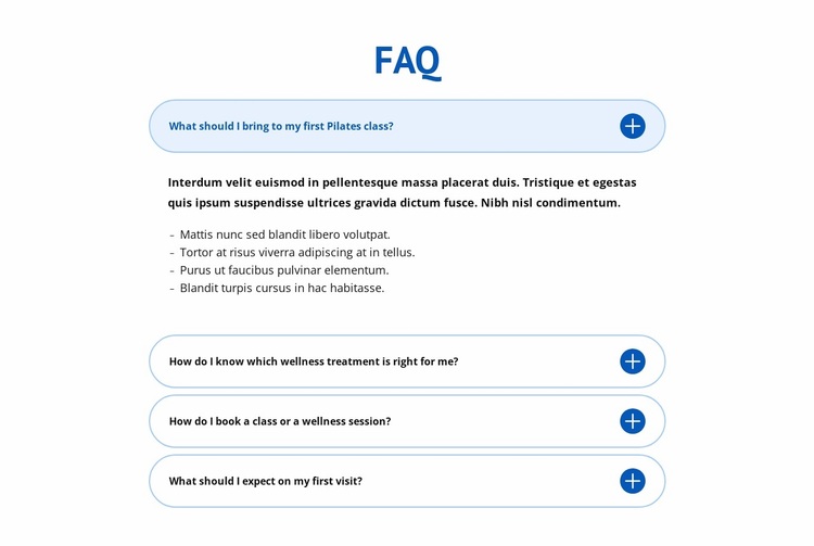 Wellness center faq Website Design